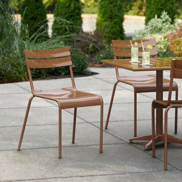 Lancaster Table & Seating Brown Powder Coated Aluminum Outdoor Side Chair 427CALUSDBR